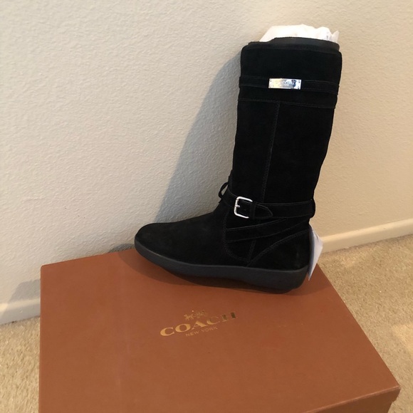 Brand new never worn COACH black suede boots (US Size 7)
